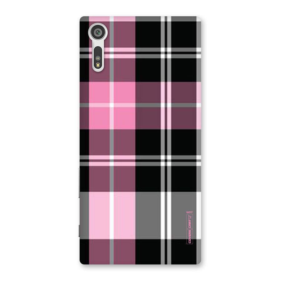Pink Black Check Back Case for Xperia XZ