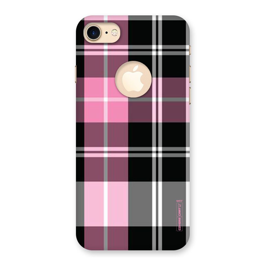 Pink Black Check Back Case for iPhone 7 Logo Cut