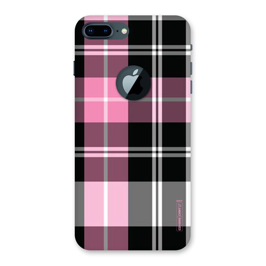 Pink Black Check Back Case for iPhone 7 Plus Logo Cut