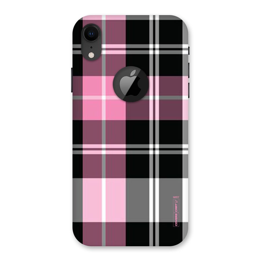 Pink Black Check Back Case for iPhone XR Logo Cut