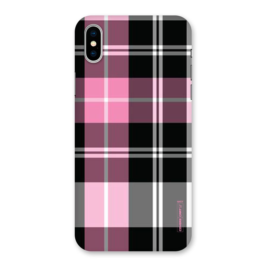 Pink Black Check Back Case for iPhone XS