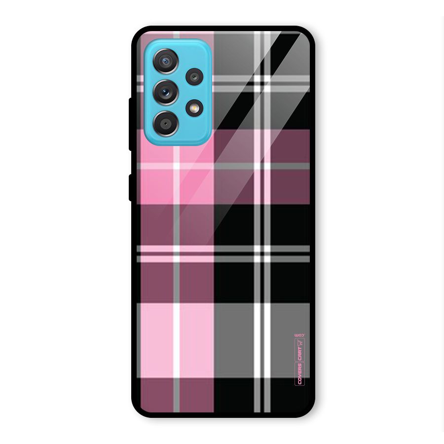 Pink Black Check Glass Back Case for Galaxy A52