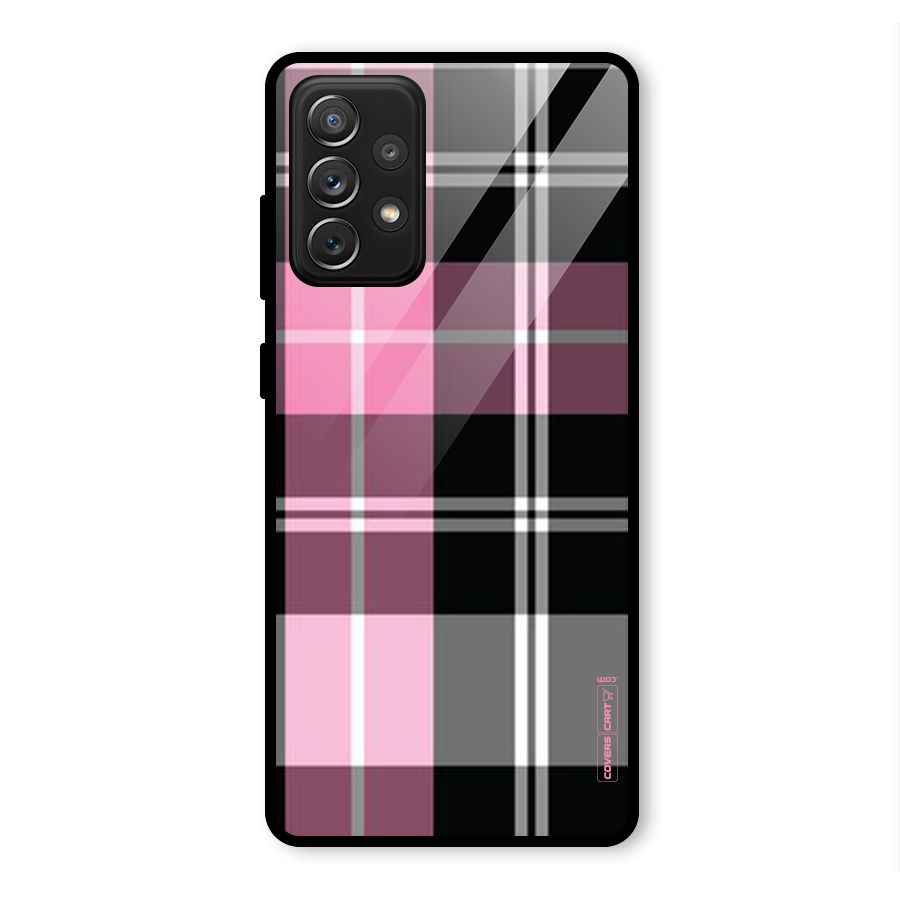 Pink Black Check Glass Back Case for Galaxy A72