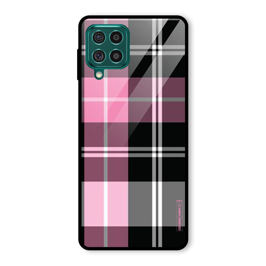 Pink Black Check Glass Back Case for Galaxy F62