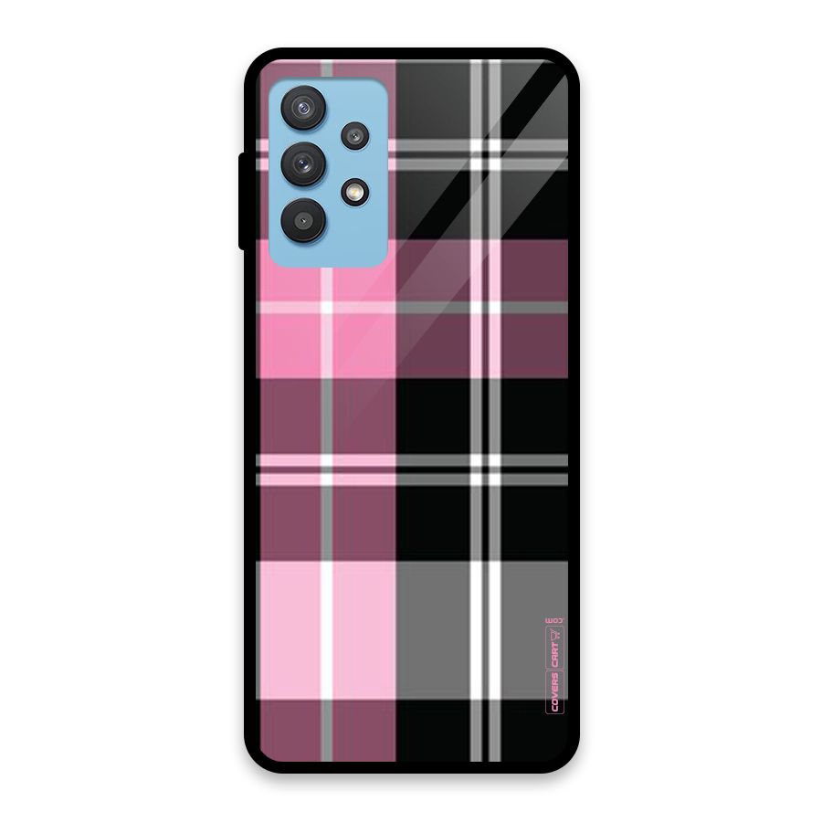 Pink Black Check Glass Back Case for Galaxy M32 5G