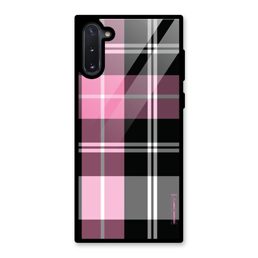 Pink Black Check Glass Back Case for Galaxy Note 10