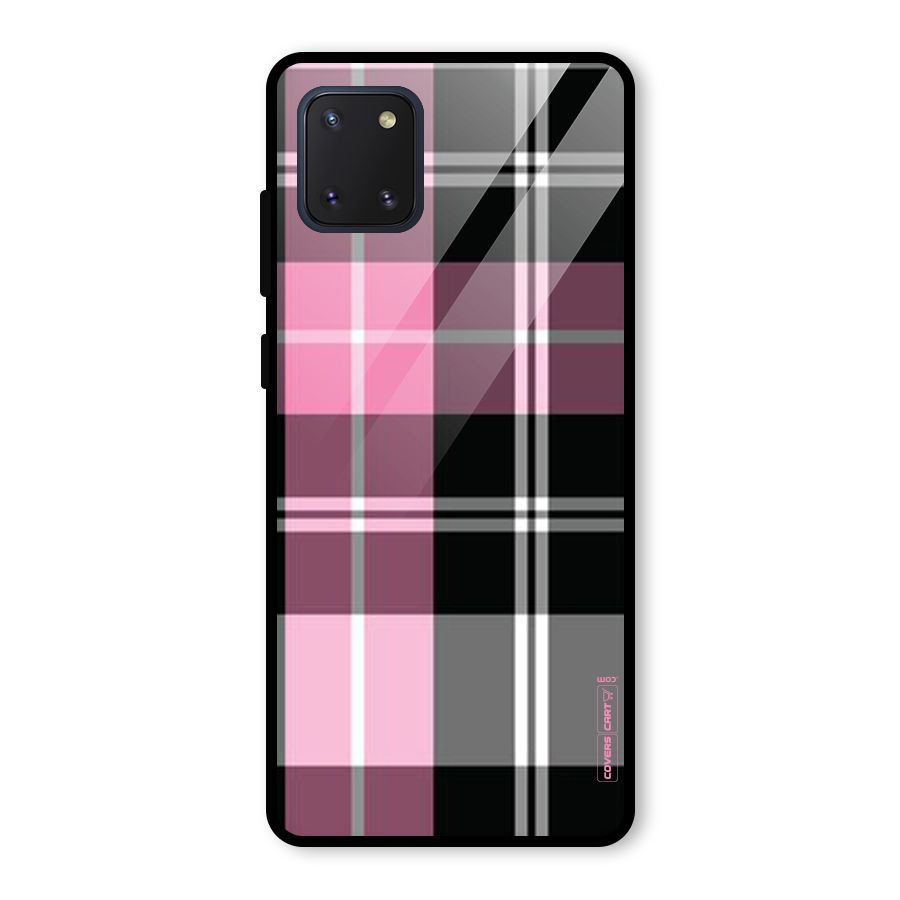 Pink Black Check Glass Back Case for Galaxy Note 10 Lite