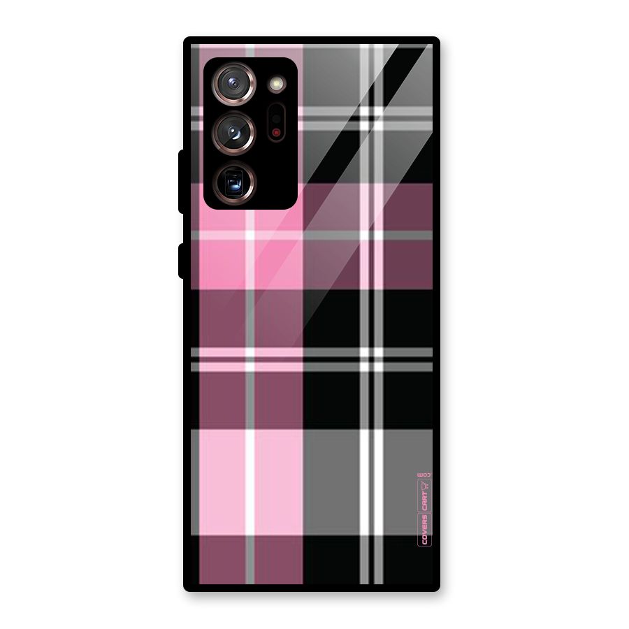 Pink Black Check Glass Back Case for Galaxy Note 20 Ultra