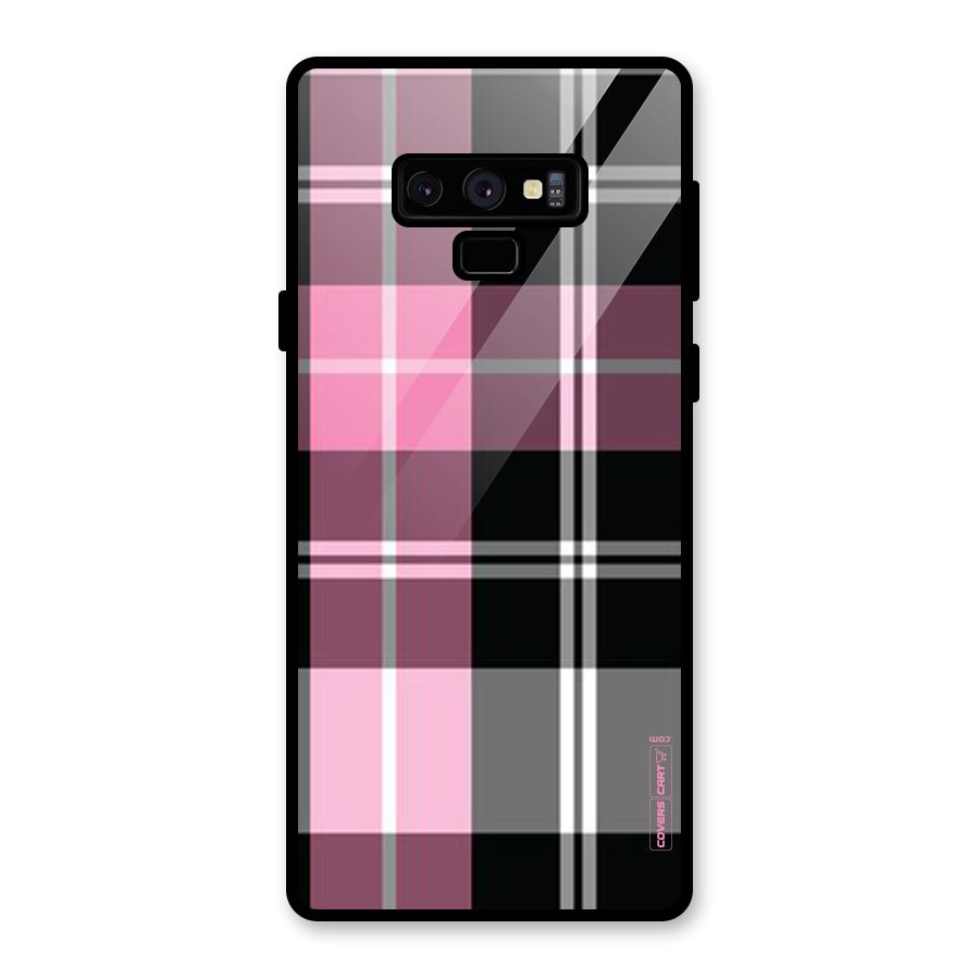 Pink Black Check Glass Back Case for Galaxy Note 9