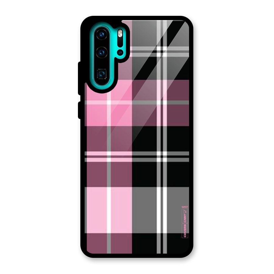 Pink Black Check Glass Back Case for Huawei P30 Pro