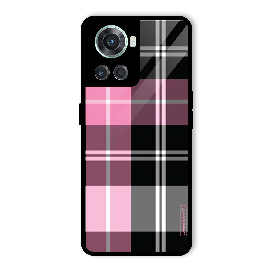Pink Black Check Glass Back Case for OnePlus 10R