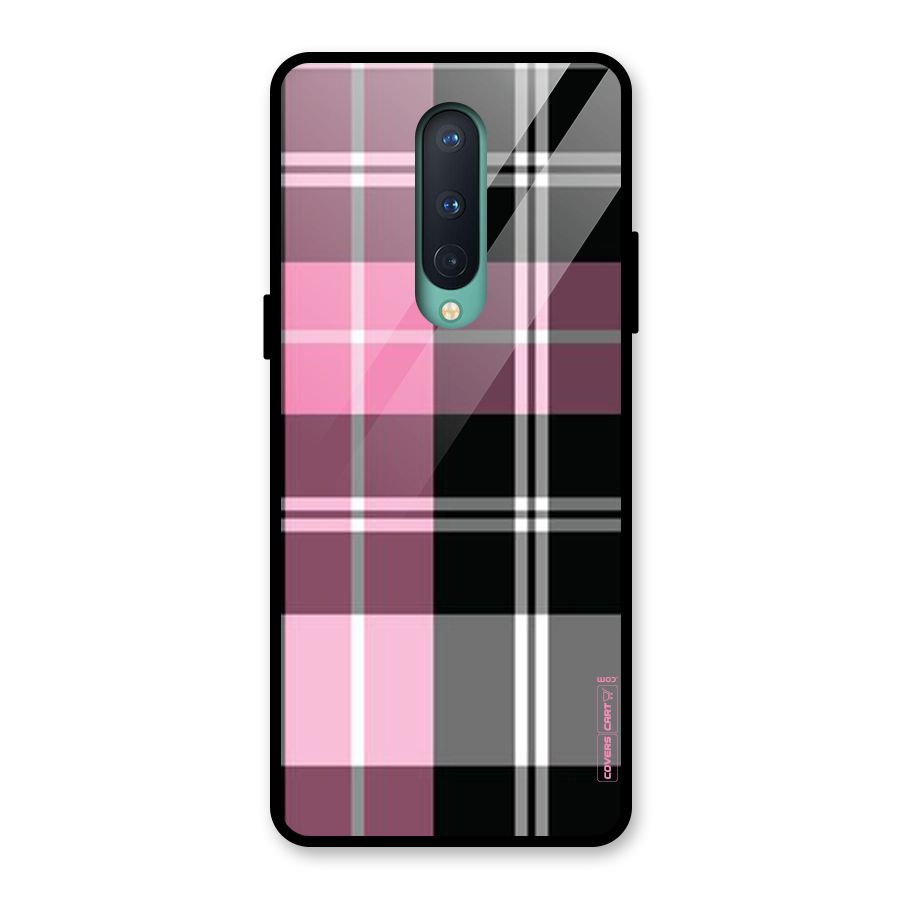Pink Black Check Glass Back Case for OnePlus 8