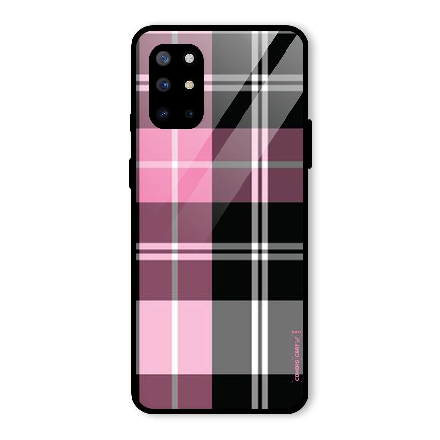 Pink Black Check Glass Back Case for OnePlus 8T