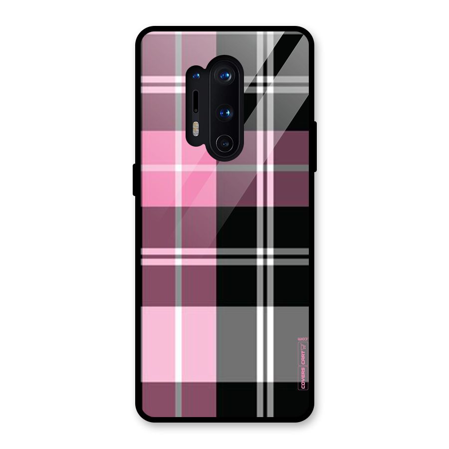 Pink Black Check Glass Back Case for OnePlus 8 Pro