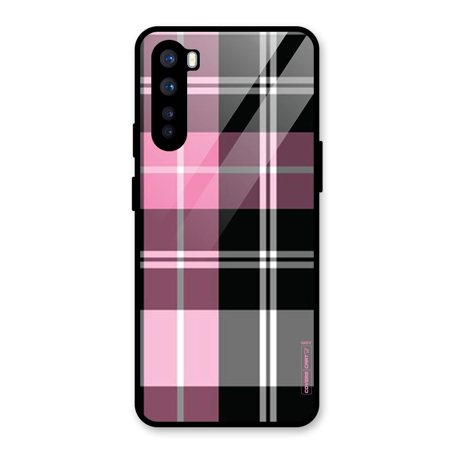 Pink Black Check Glass Back Case for OnePlus Nord