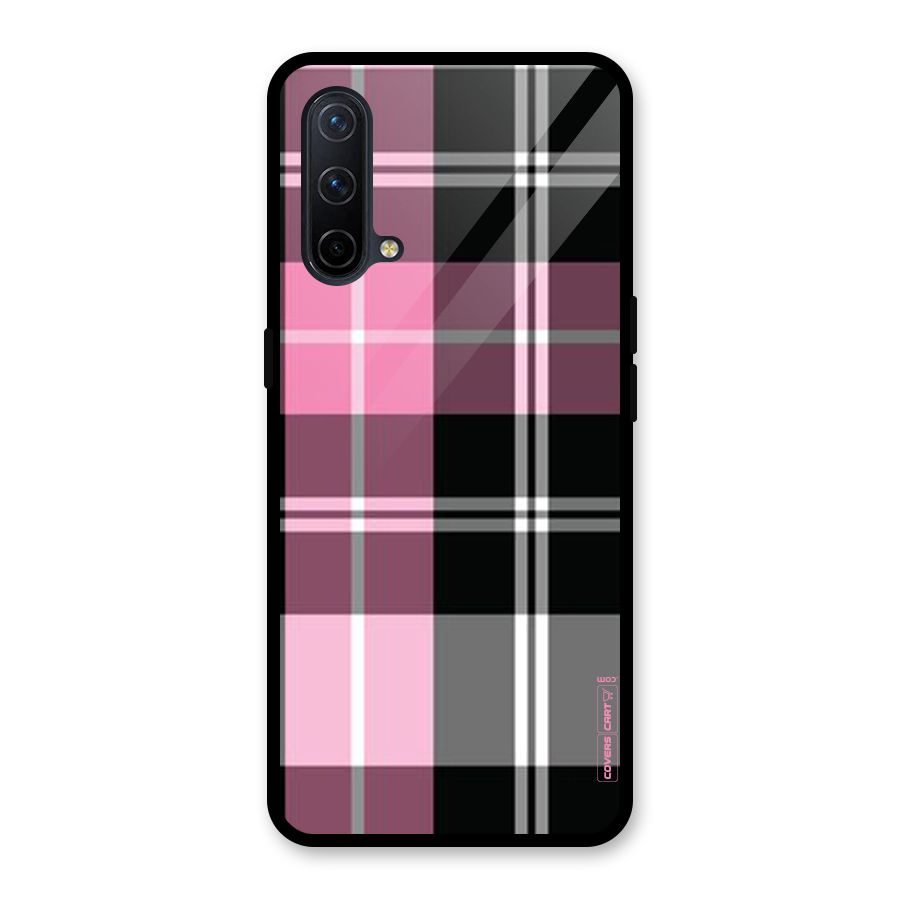 Pink Black Check Glass Back Case for OnePlus Nord CE 5G