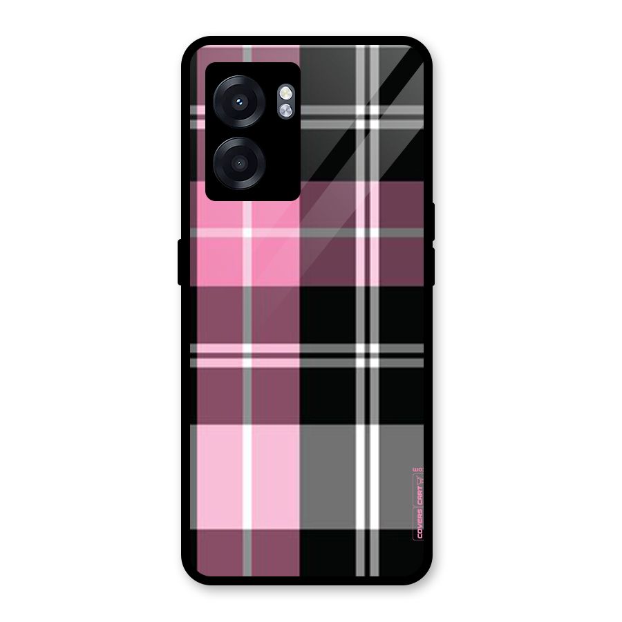 Pink Black Check Glass Back Case for Oppo K10 (5G)