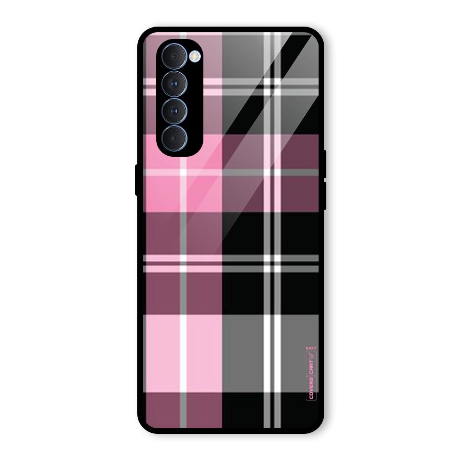 Pink Black Check Glass Back Case for Oppo Reno4 Pro