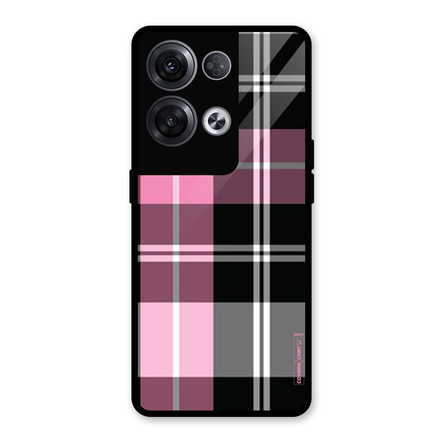 Pink Black Check Glass Back Case for Oppo Reno8 Pro 5G