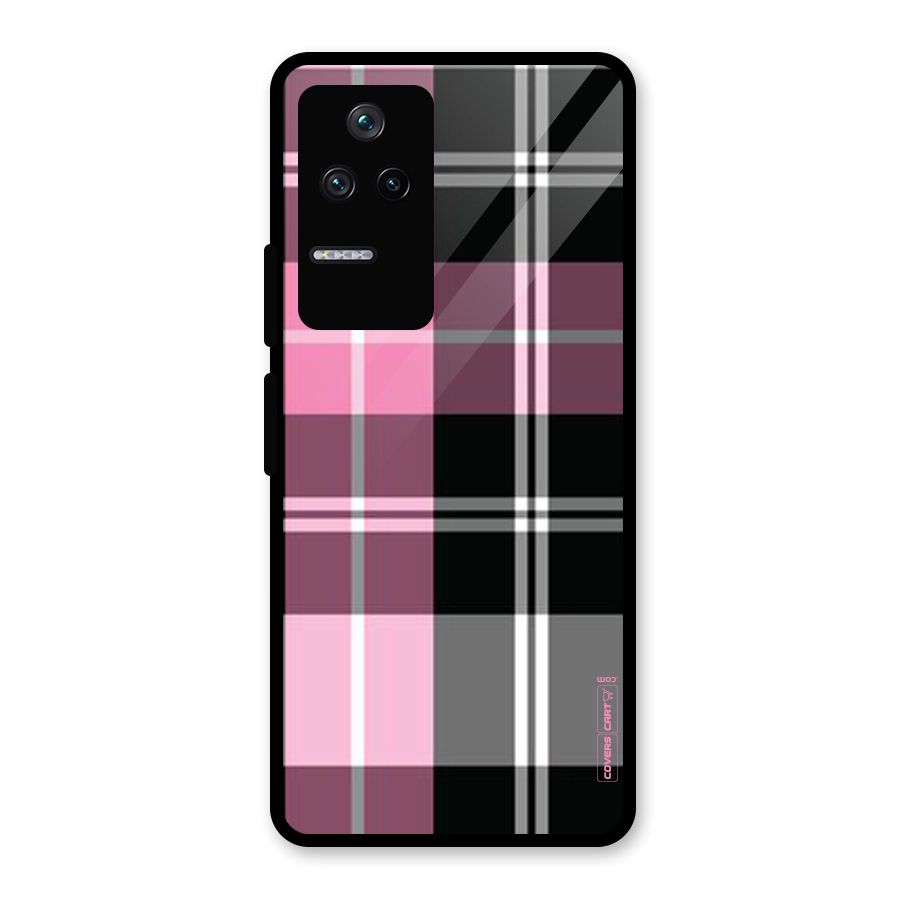 Pink Black Check Glass Back Case for Poco F4 5G