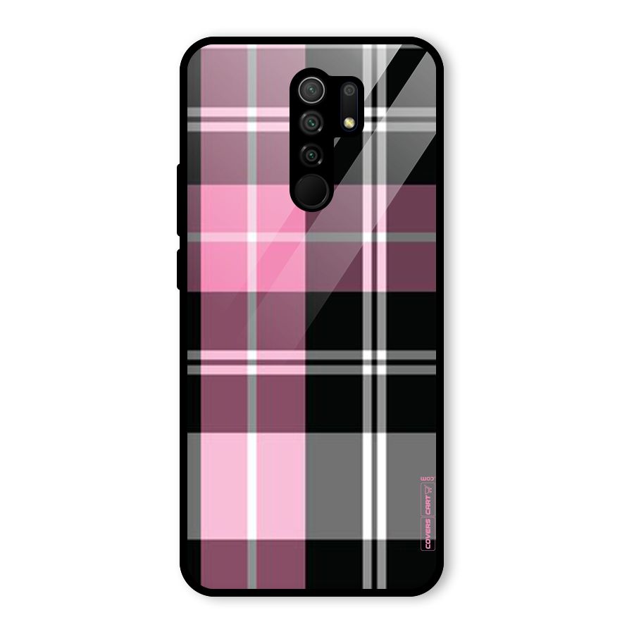 Pink Black Check Glass Back Case for Poco M2