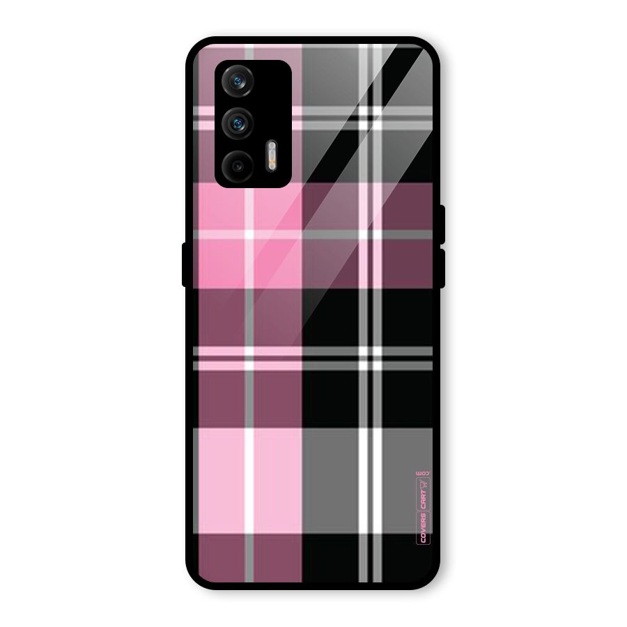 Pink Black Check Glass Back Case for Realme GT 5G