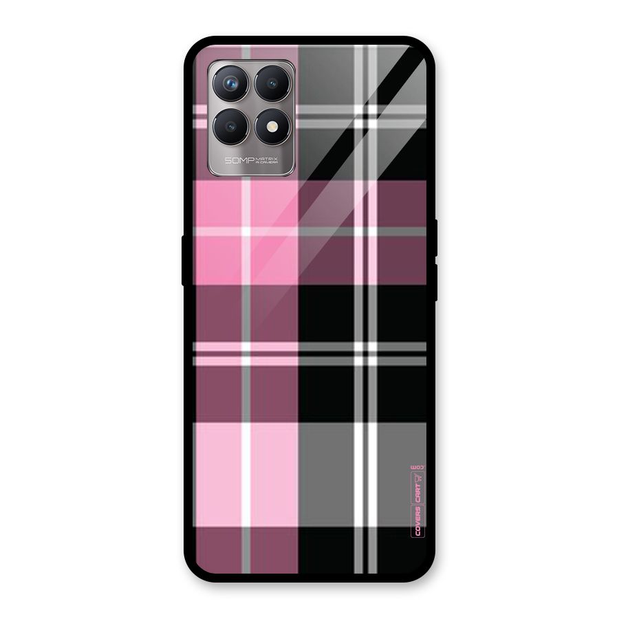 Pink Black Check Glass Back Case for Realme Narzo 50