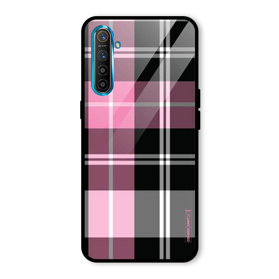 Pink Black Check Glass Back Case for Realme X2
