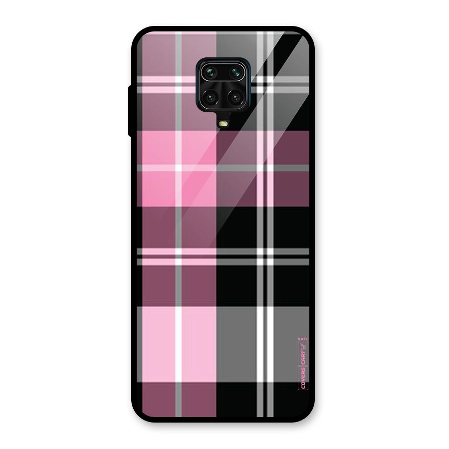 Pink Black Check Glass Back Case for Redmi Note 10 Lite