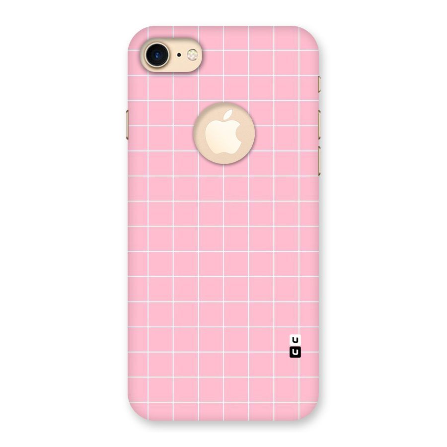 Pink Checks Back Case for iPhone 7 Logo Cut