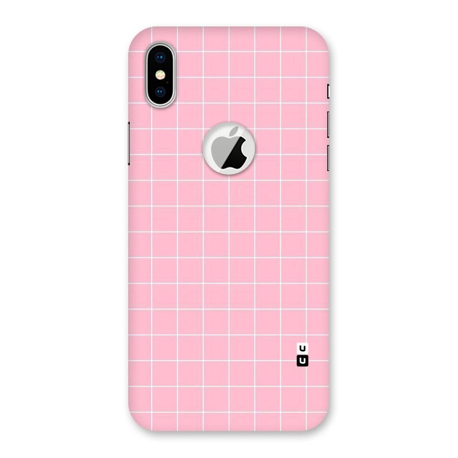 Pink Checks Back Case for iPhone X Logo Cut