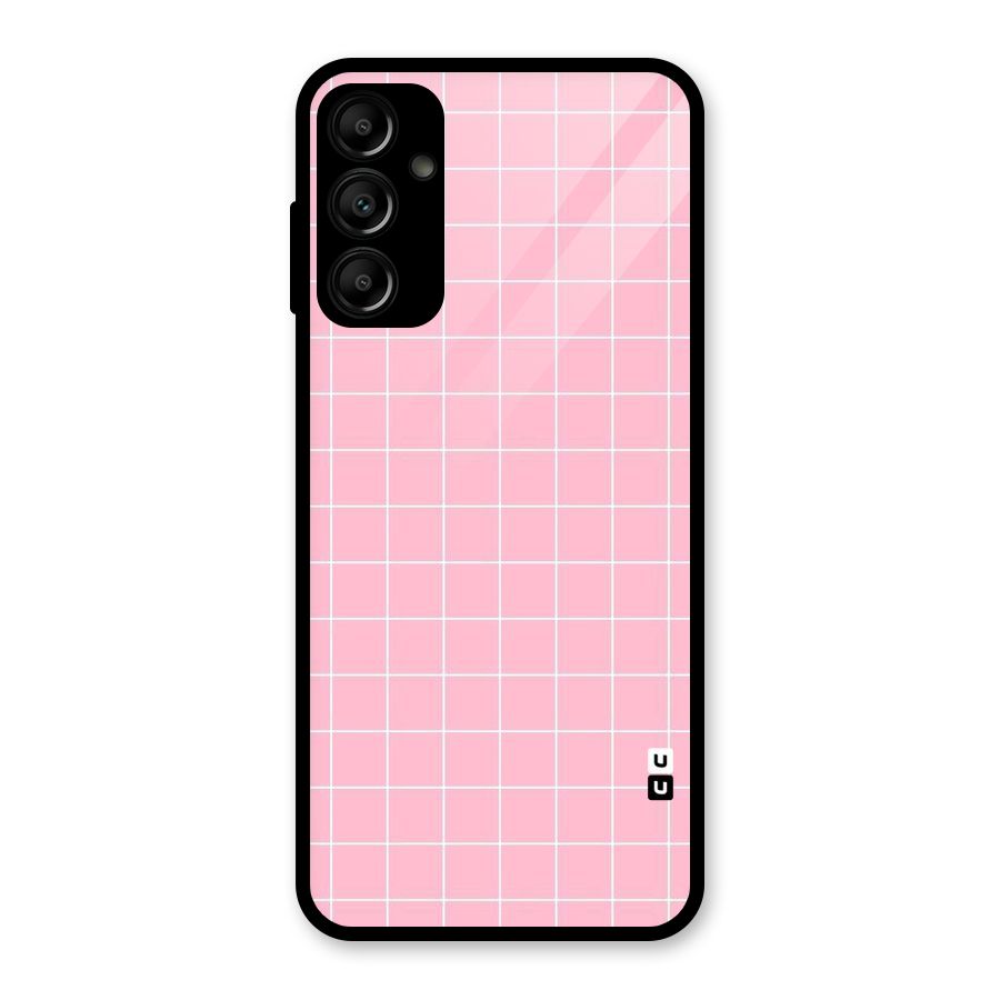 Pink Checks Glass Back Case for Galaxy A14 5G