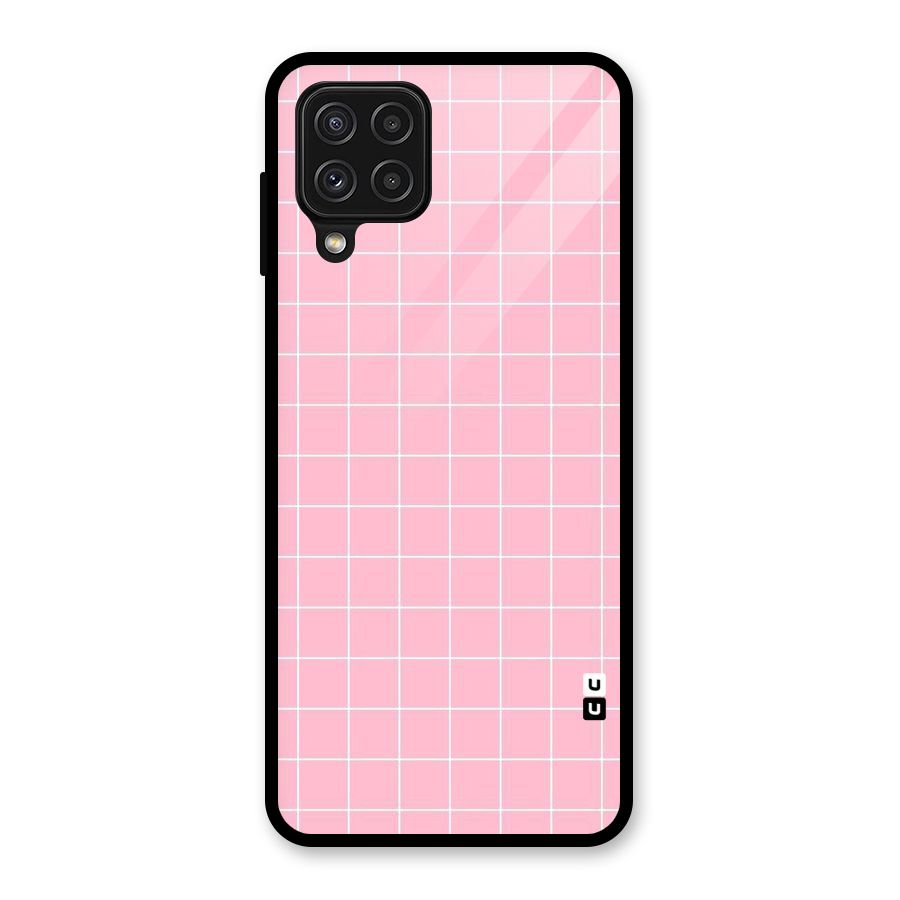 Pink Checks Glass Back Case for Galaxy A22 4G