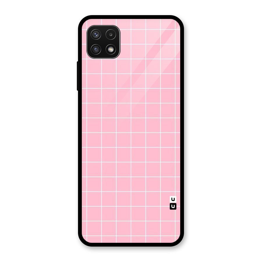 Pink Checks Glass Back Case for Galaxy A22 5G