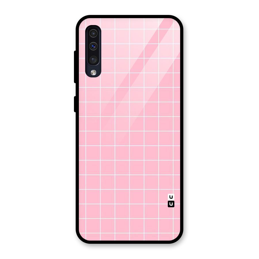 Pink Checks Glass Back Case for Galaxy A30s