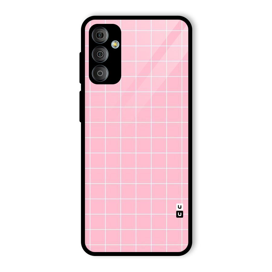 Pink Checks Glass Back Case for Galaxy F23