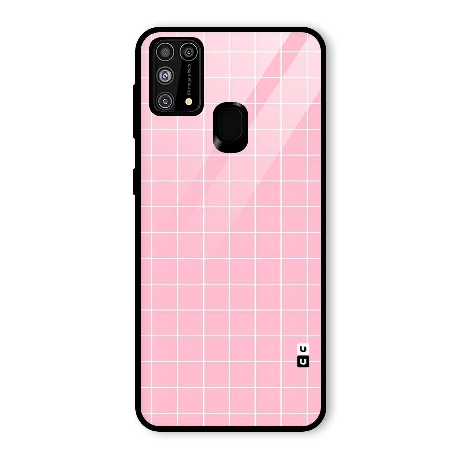 Pink Checks Glass Back Case for Galaxy F41