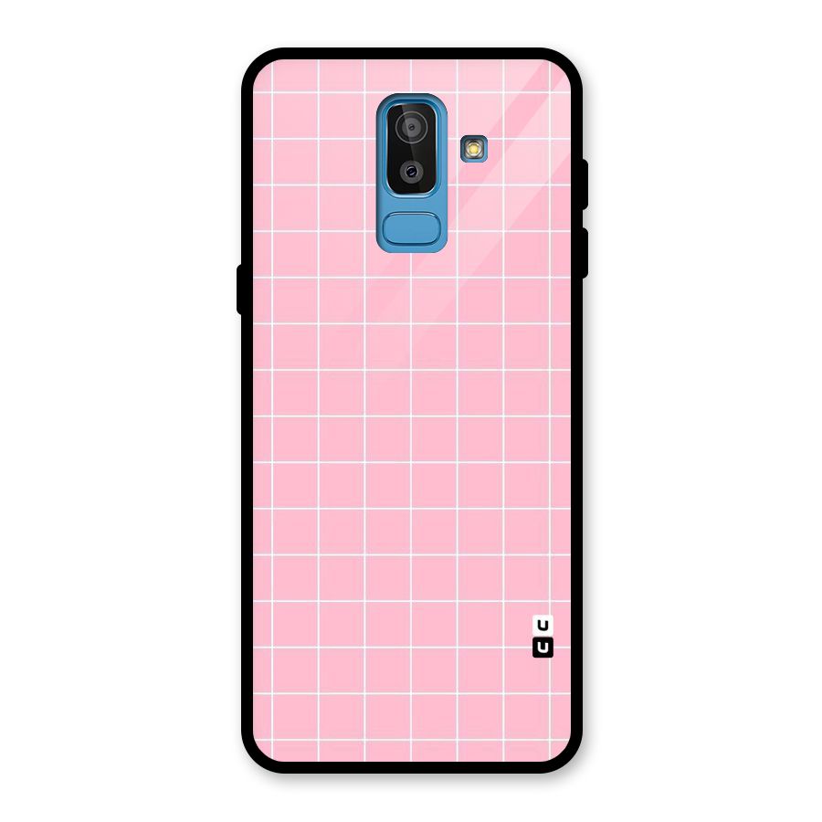 Pink Checks Glass Back Case for Galaxy J8