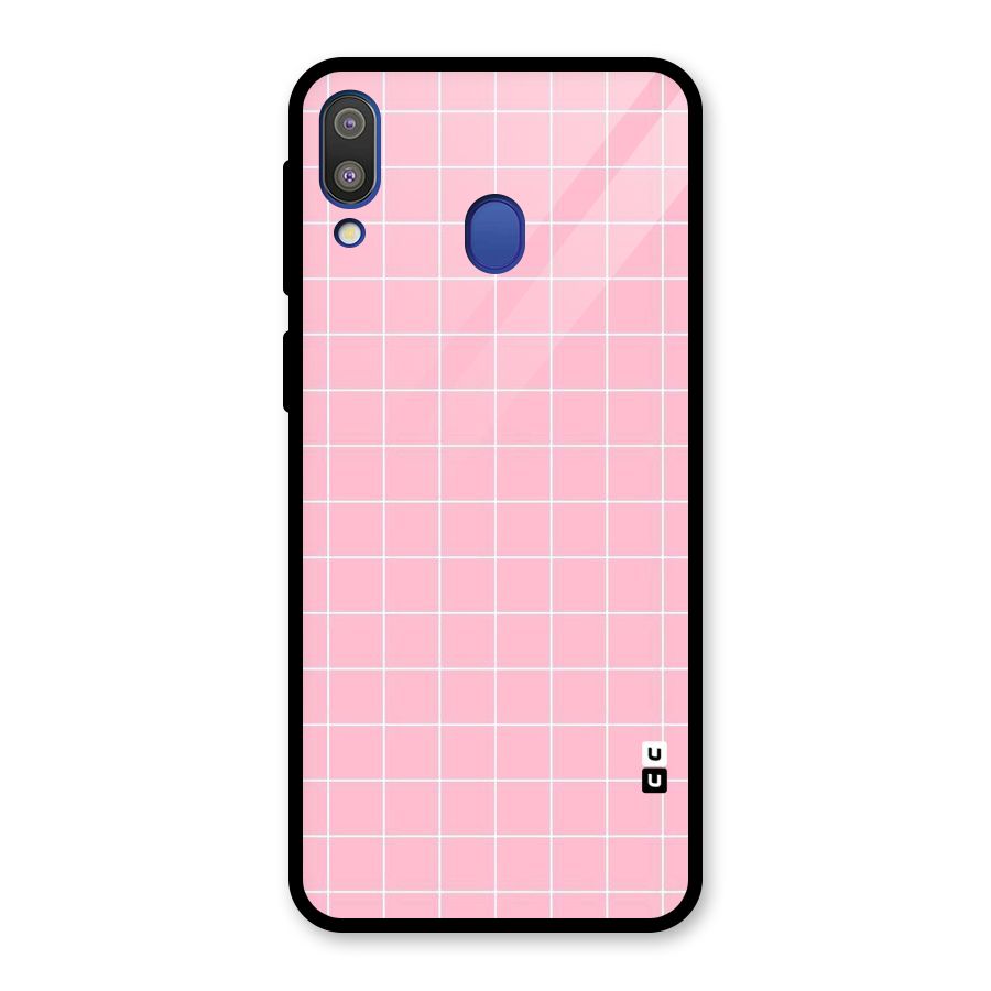 Pink Checks Glass Back Case for Galaxy M20