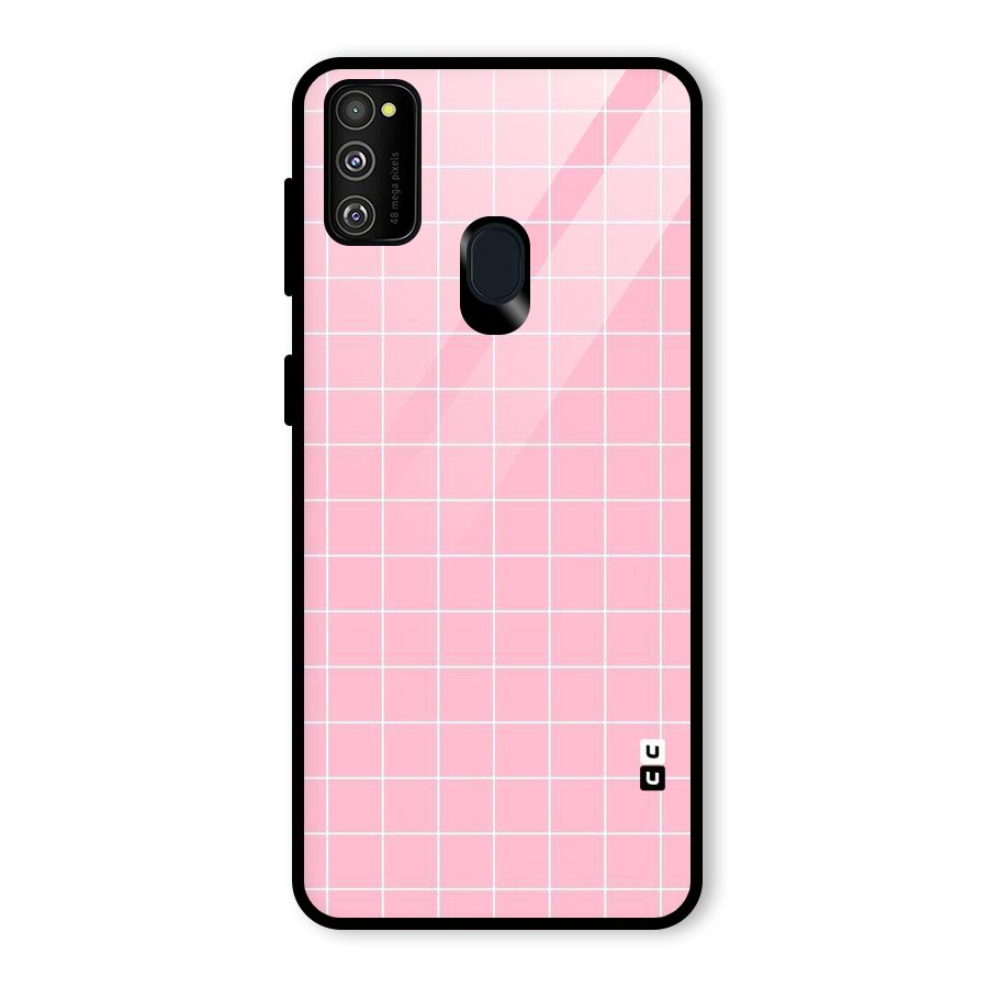 Pink Checks Glass Back Case for Galaxy M30s