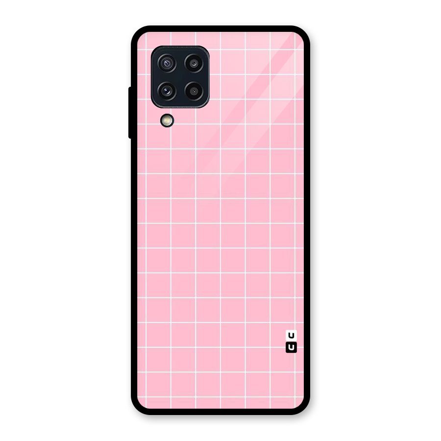 Pink Checks Glass Back Case for Galaxy M32