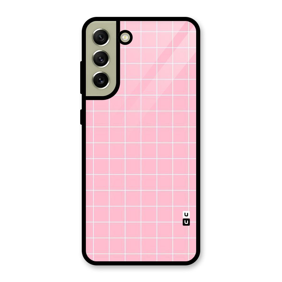 Pink Checks Glass Back Case for Galaxy S21 FE 5G
