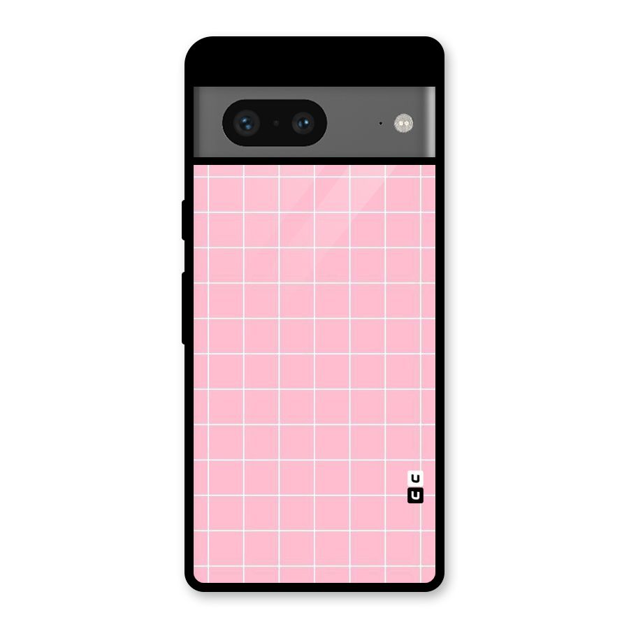 Pink Checks Glass Back Case for Google Pixel 7