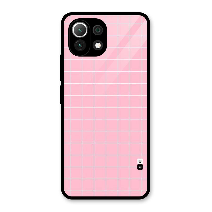 Pink Checks Glass Back Case for Mi 11 Lite
