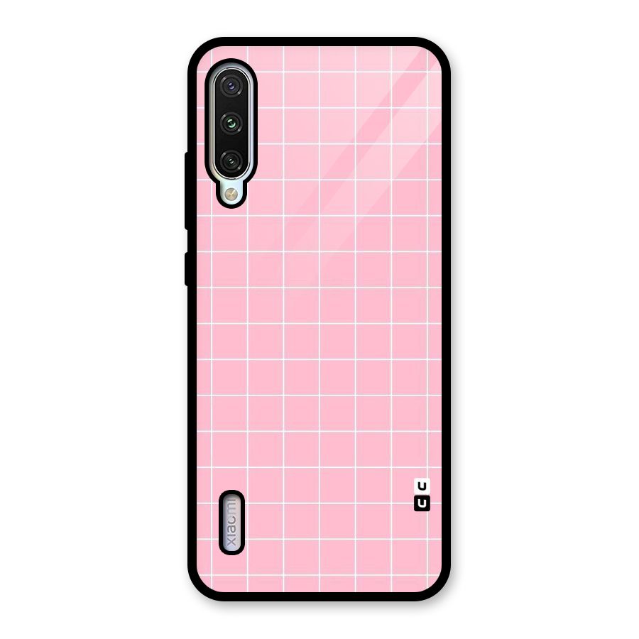 Pink Checks Glass Back Case for Mi A3
