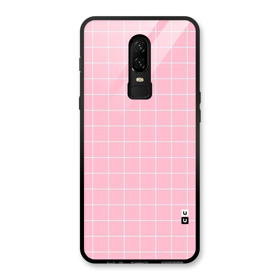 Pink Checks Glass Back Case for OnePlus 6