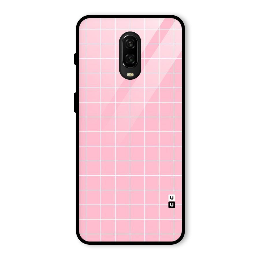Pink Checks Glass Back Case for OnePlus 6T
