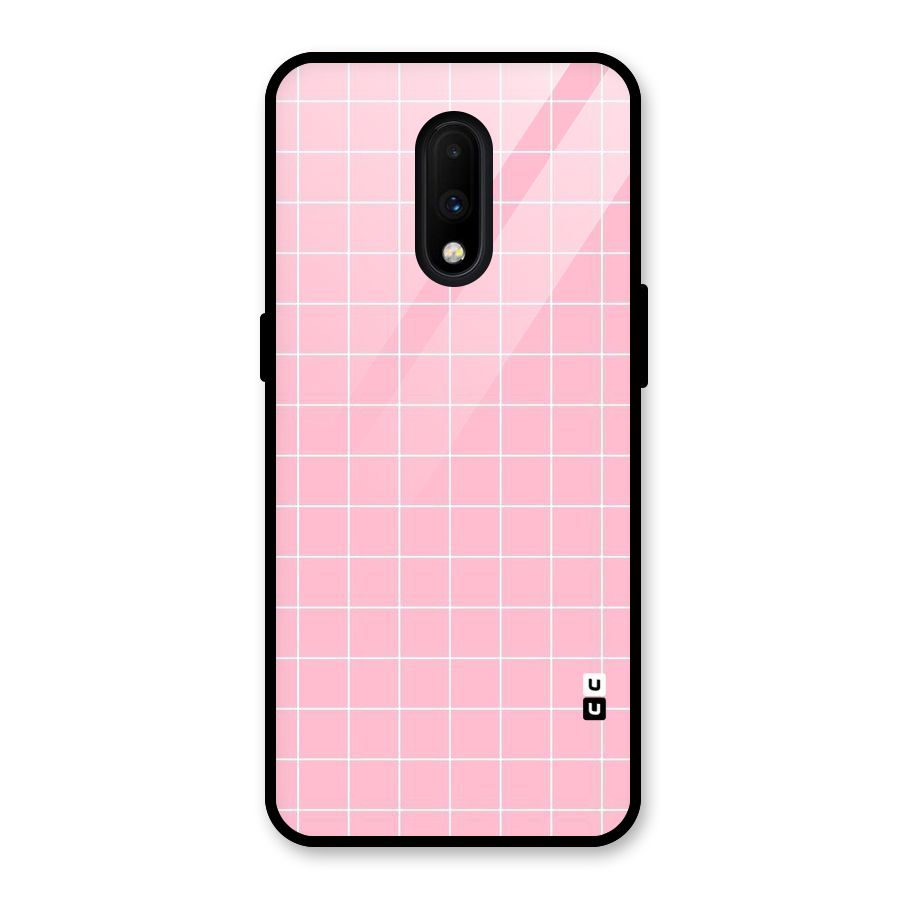 Pink Checks Glass Back Case for OnePlus 7