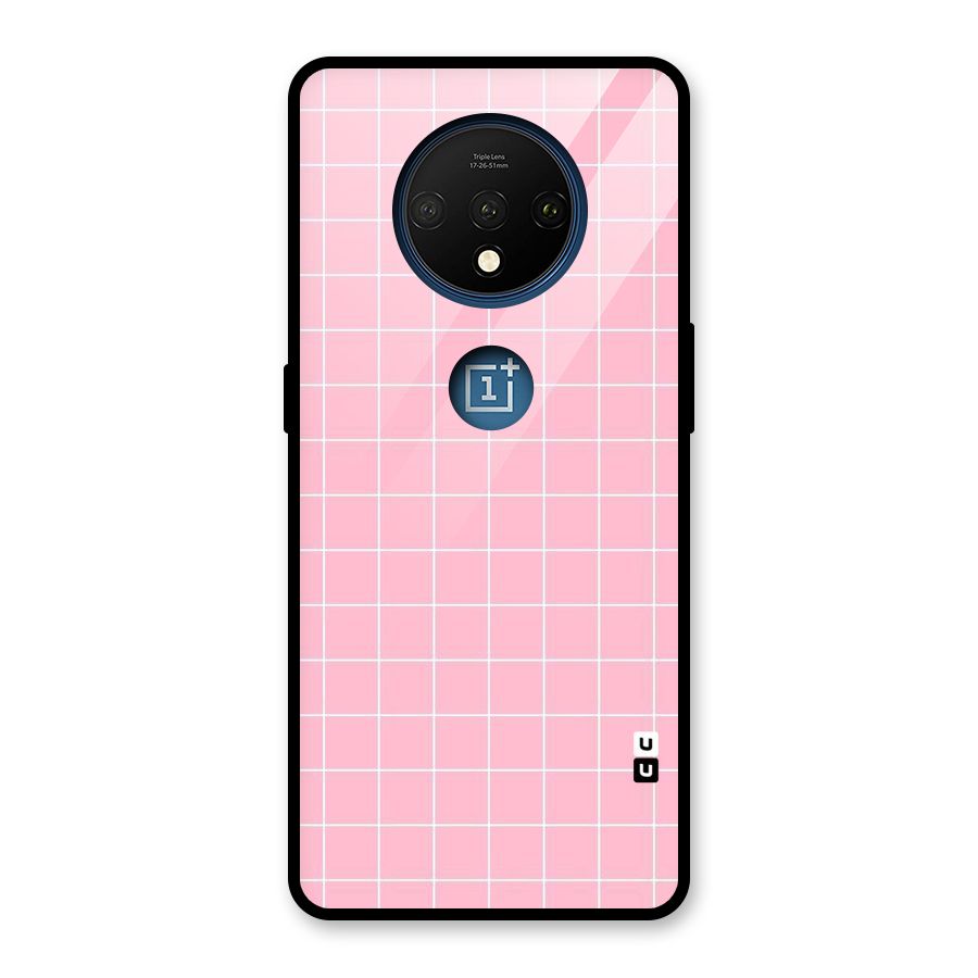 Pink Checks Glass Back Case for OnePlus 7T
