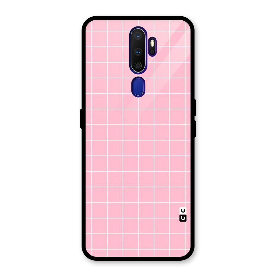 Pink Checks Glass Back Case for Oppo A9 (2020)